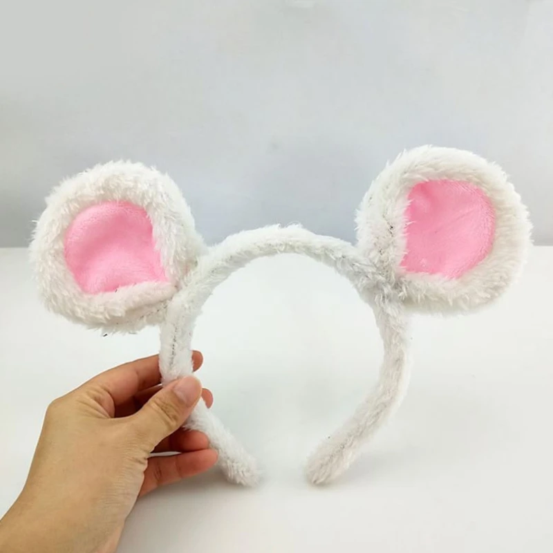 Soft Bear Ears Headbands Plush Mouse Ears Hair Hoop for Washing Face Cartoon Animal Hairbands Halloween Costume