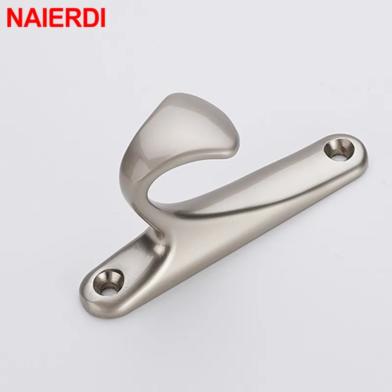 NAIERDI Zinc Alloy Simple Clothes Hanger Bathroom Towel Wall Mounted Clothes Hook Kitchen Bedroom Key Hat Bag Hanger Rack Holder