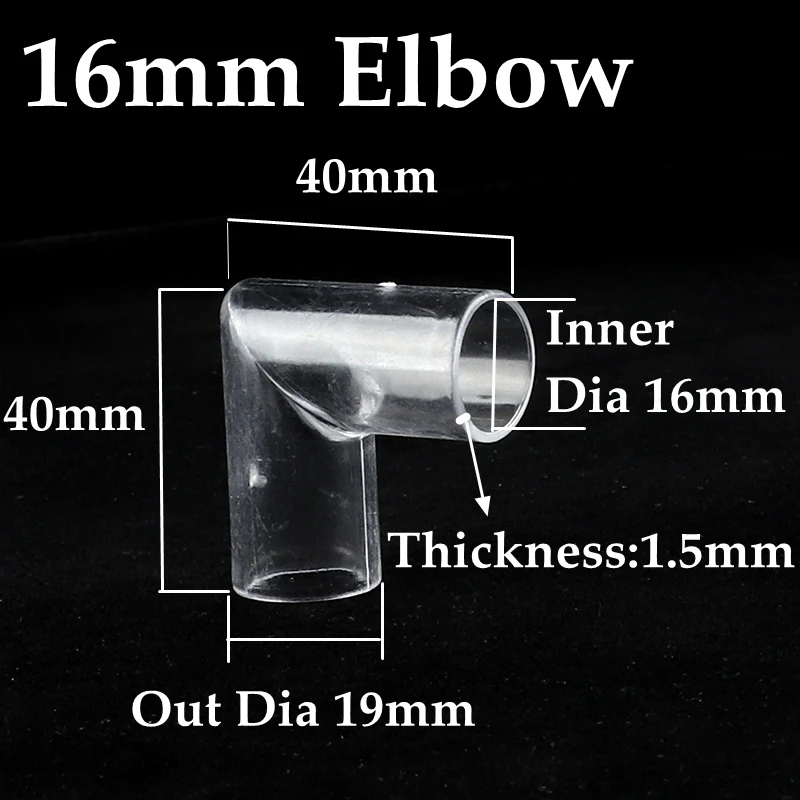 1/5pc 16/20mm/25mm przezroczyste akrylowe 90 stopni złącze kątowe fajka wodna, stawów i akwarium akcesoria akcesoria
