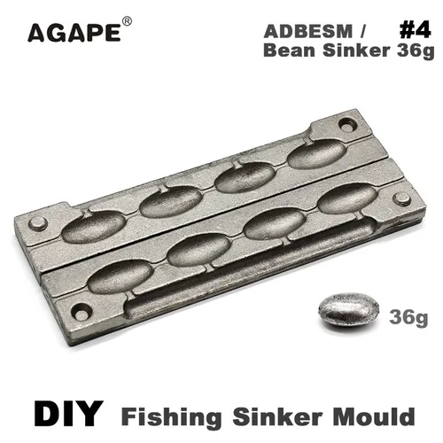 Imagen 2 del producto Agape DIY Molde de plomo de frijol de pesca ADBESM/ # 4 Plomo de Frijoles 36g 4 Cavidades