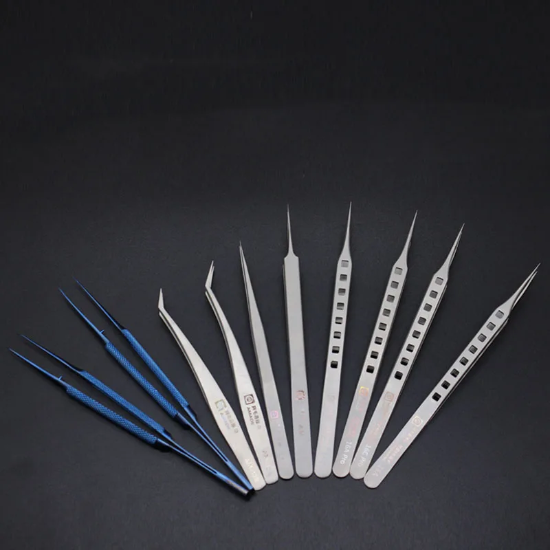 Amaoe Higher Quality Stainless Steel Precision Tweezers Set Straight/Curved For Motherboard Fingerprint Repair Tools