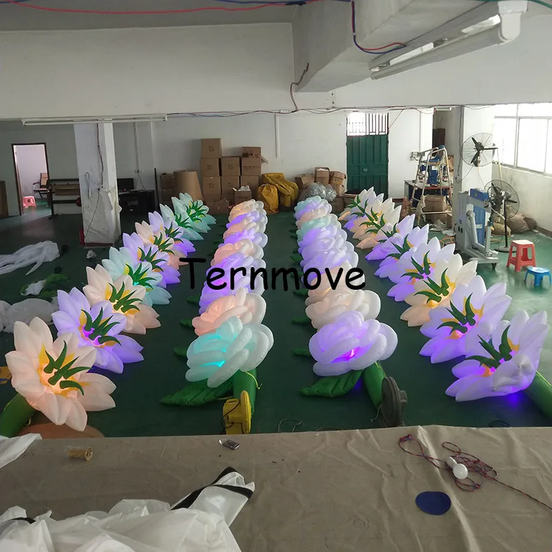 LED light 10m inflatable flower chain for wedding opening decorations Inflatable Led Lighting Flower tube pipe for Decoration