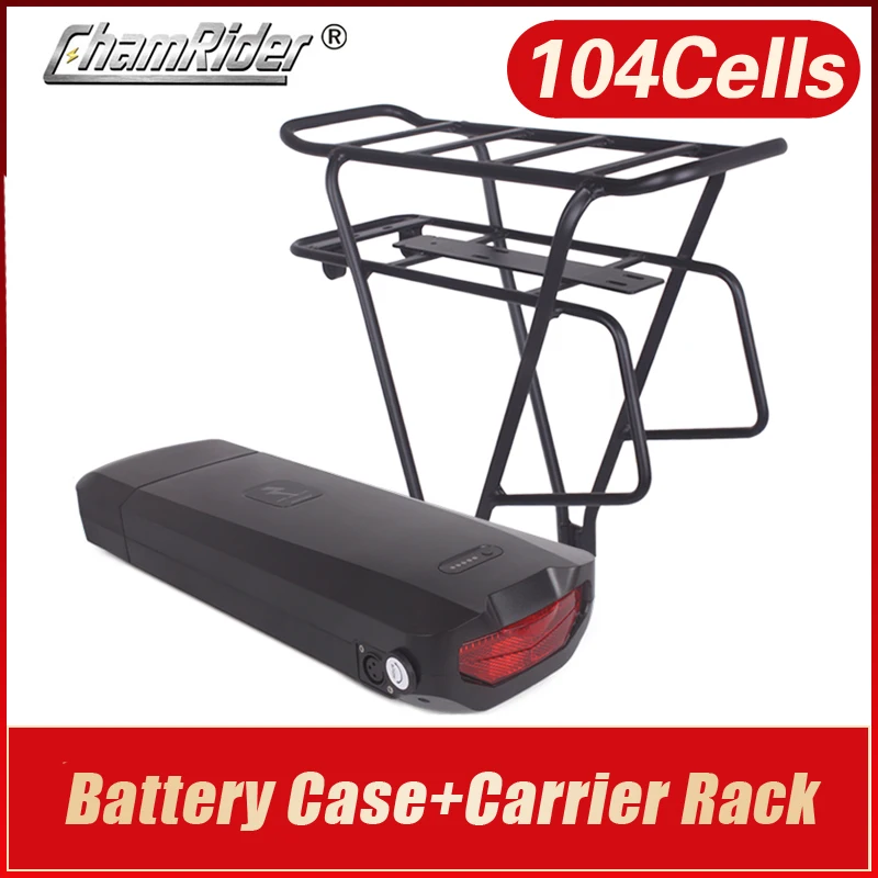 Electric Bike Battery Box, Ebike Battery Case,Double Layer,Luggage Rack,5V,USB,10S10P, 13S9P, 14S8P, 16S7P, 20S5P, 48V, 36V, 52V