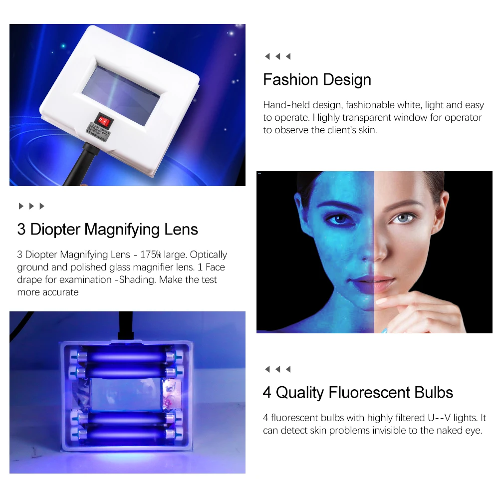 Lamp Facial Skin Testing Wood Lamp Skin UV Analyzer  Examination Magnifying Analyzer Lamp Machine with Protective Cover Lamp SPA