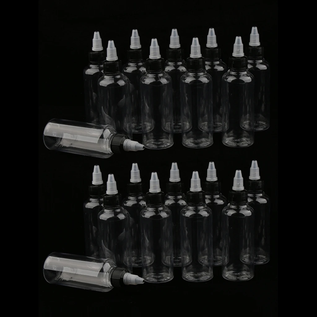 20 Pieces 100ml Plastic Liquid Ink Pigment Painting Empty Squeeze Tip Applicator Bottles with Twist Top Cap