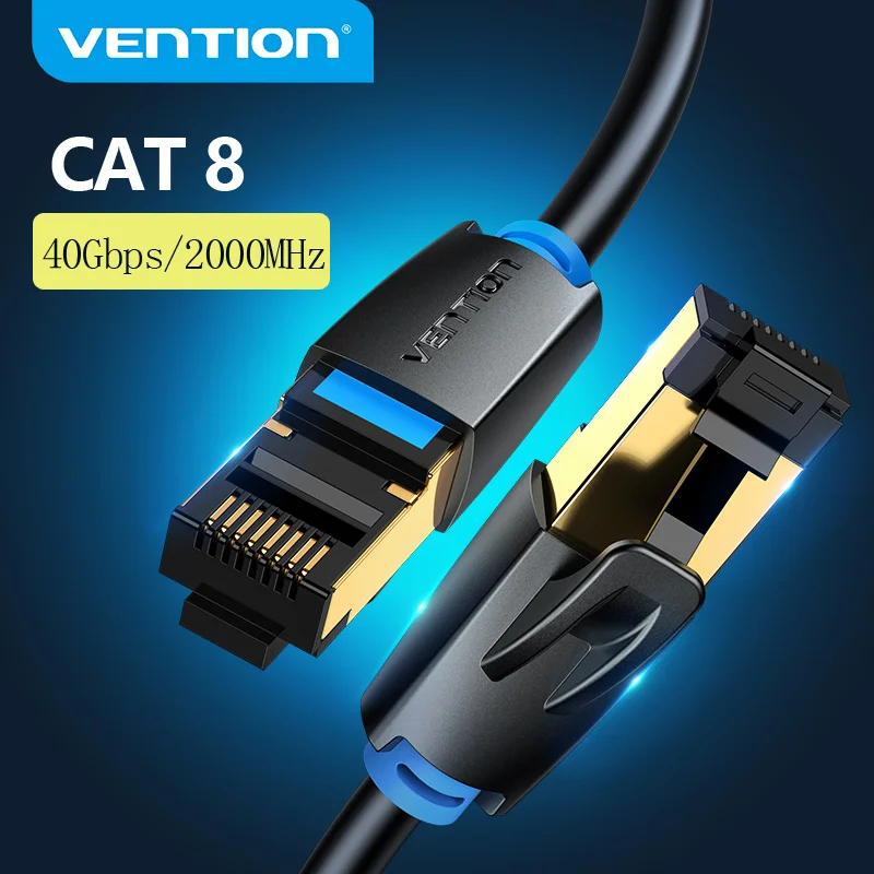 Vention Ethernet kablo Cat 8 ağ kablosu yüksek hızlı 40Gbps SSTP tel İnternet yama kablosu ile RJ45 konektörü yönlendirici modem