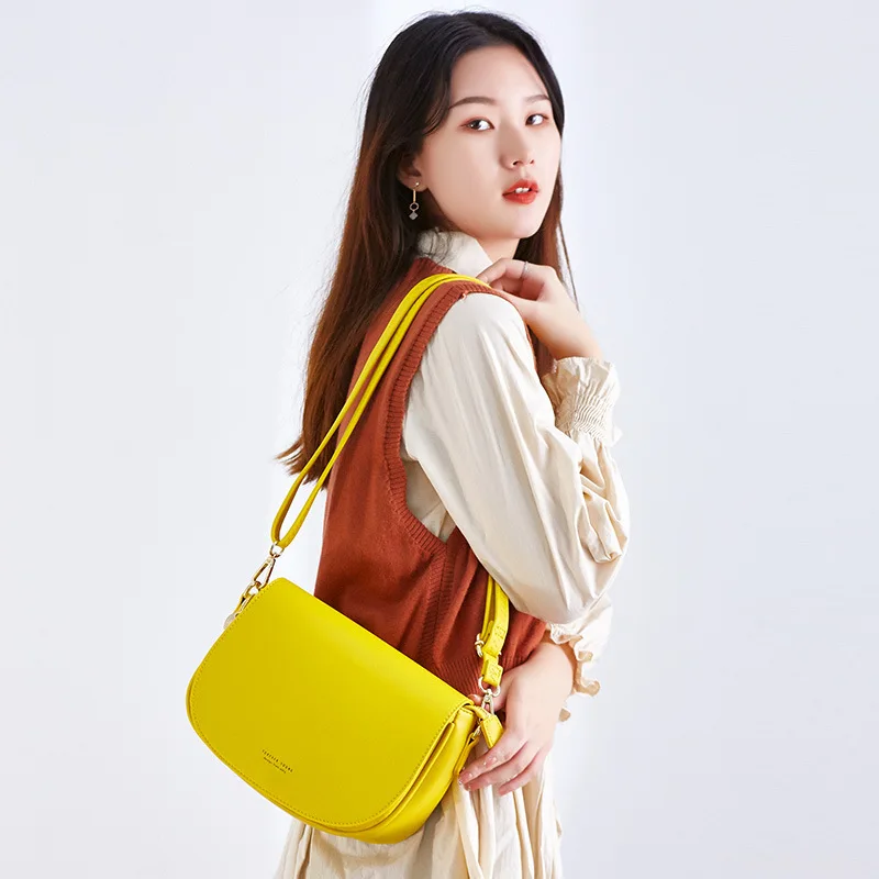 YOJESSY Saddle Bag PU Leather Crossbody Bags For Women Small Mini with Metal Handle Lady Shoulder Messenger Bag Handbags