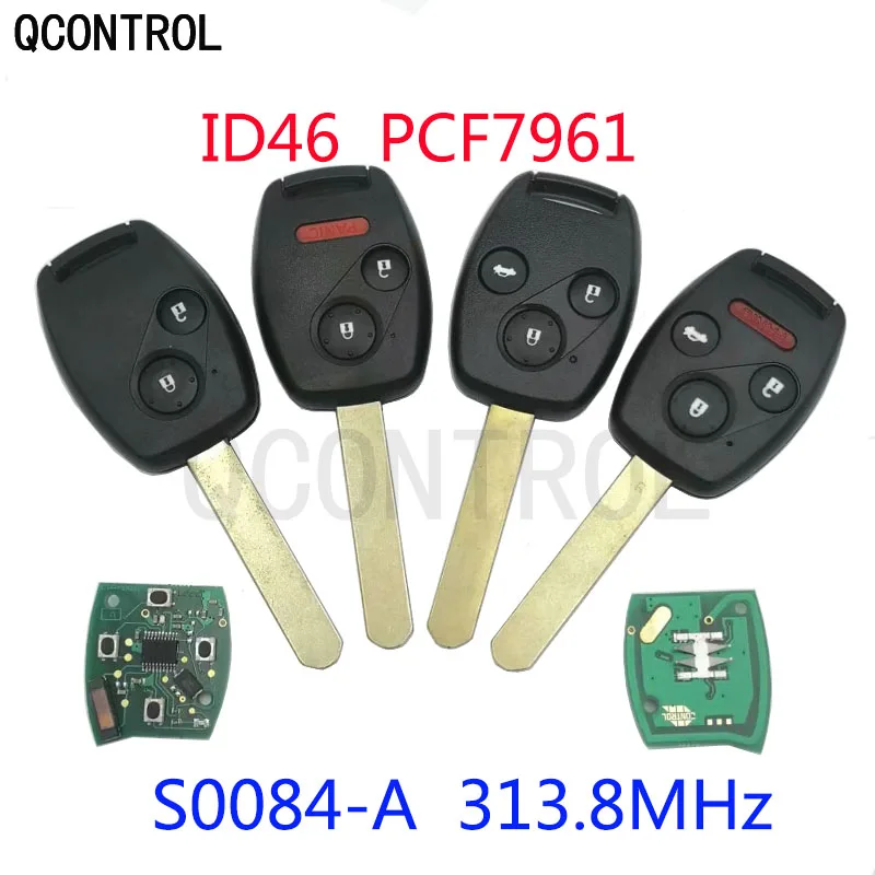 QCONTROL Car Remote Key 313MHz / 313.8MHz for Honda S0084-A Accord CIVIC STREAM  with ID46 (7961) Chip