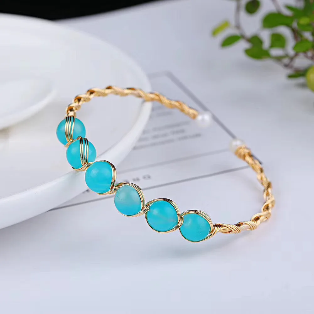 Supply Of Natural Ice Through Tianhe Stone 14K Gold Braided Bracelet Natural Pearl Bracelet Living Mouth Adjustment Jewelry