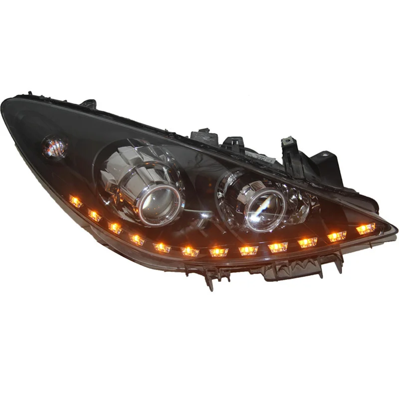 Eosuns Hid Led Headlight Assembly Angel Eye Daytime Running Light with Turn Signal for Peugeot 307