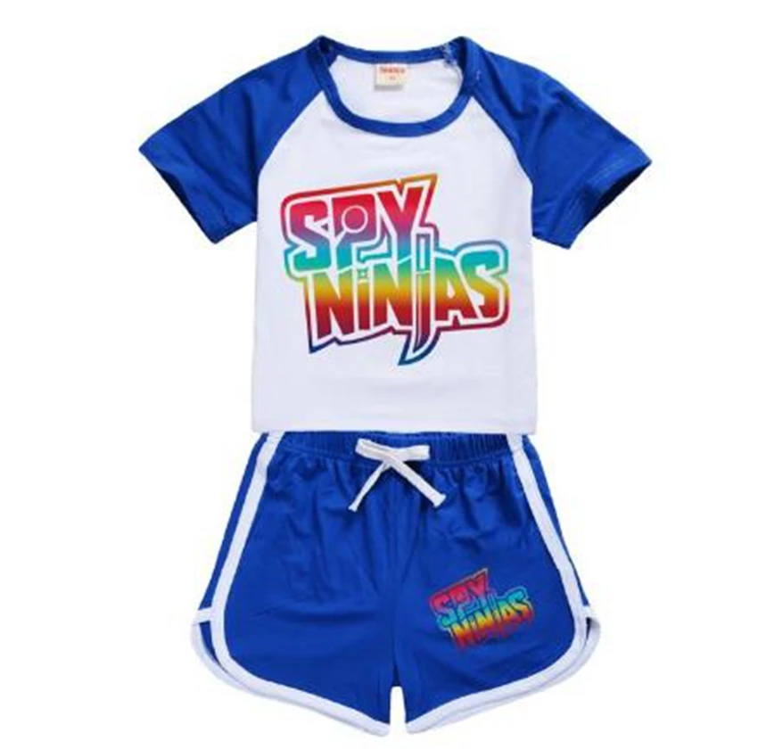 100-170 New Fashion Spy Ninjas T-shirt Shorts Casual Sports Suit Kids Boutique Clothing Wholesale Baby Girl Tops Set Boys Tshirt