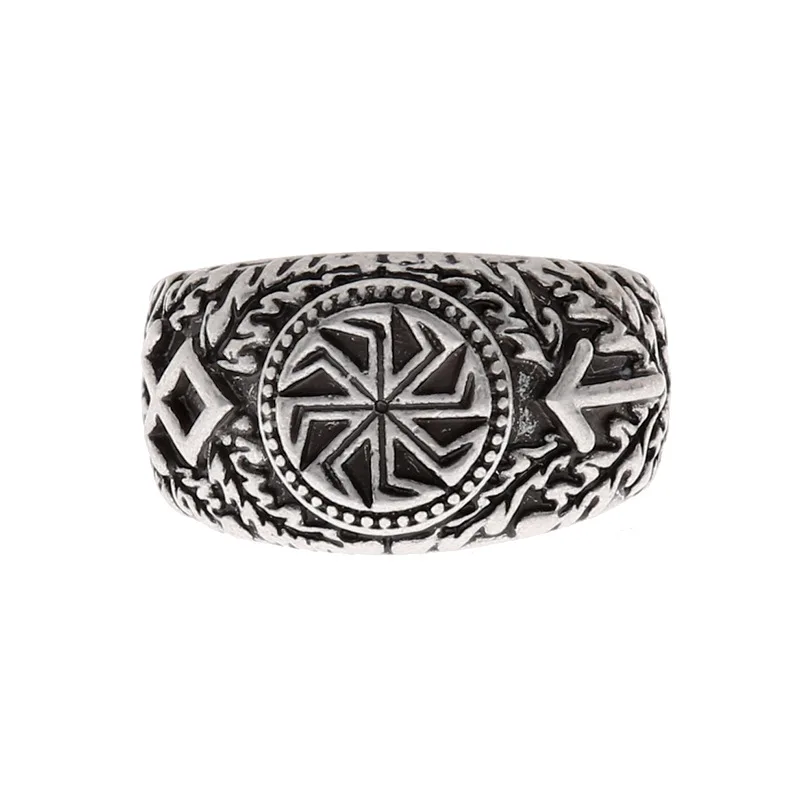 1pc Slavic Amulet Kolovrat Nordic Men Ring  viking ring Compass Vegvisir Amulet Odin Runes Pagan Valknut jewelry dropshipping