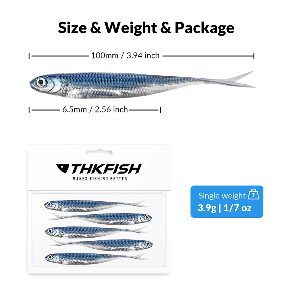 THKFISH 5/6 stücke Angeln Weiche Köder 100mm 75mm Weiche Kunststoff Angeln Lockt Silikon Künstliche Köder Swimbait für Bass Angeln – Detail 8