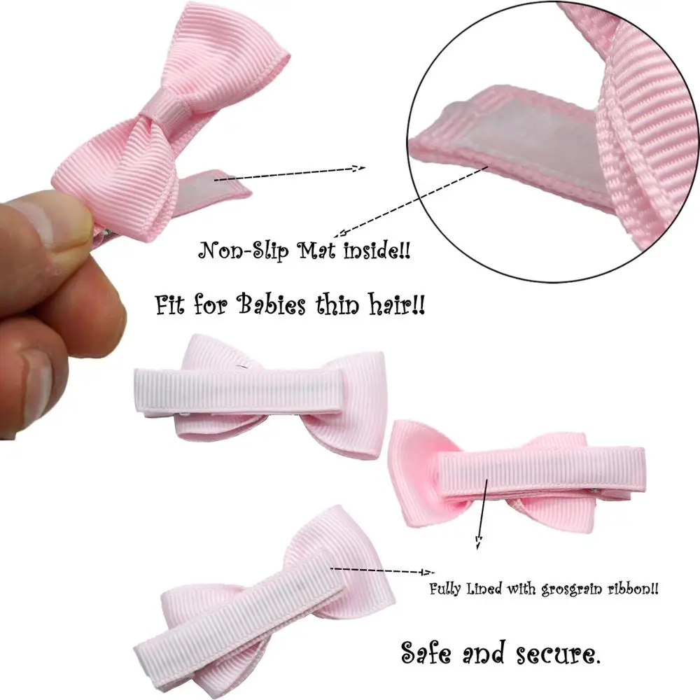 10pcs/lot Solid Color Grosgrain Ribbon Bowknot Toddler Hair Clips Handmade Bows Baby Girls Barrettes Bangs Hairpins Photo Props