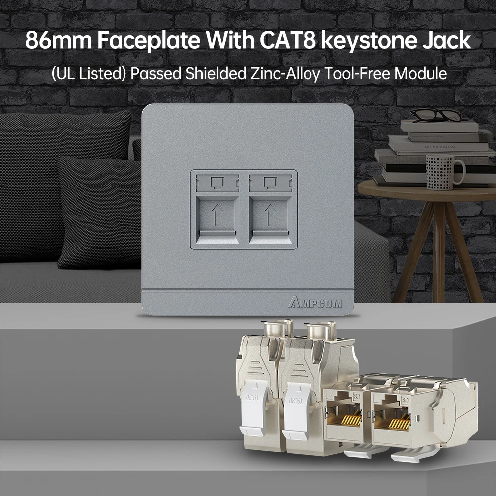 AMPCOM Keystone Pared CAT8 RJ45 STP Autoblocante 40 Gbps - imagen 3