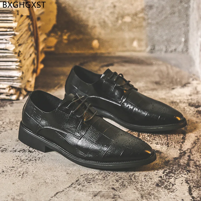 

Leather Pointed Shoes Men New 2023 Italian Oxford Men Dress Shoes Luxury Designer Formal Shoes Men Brand Wedding Zapatos Hombre
