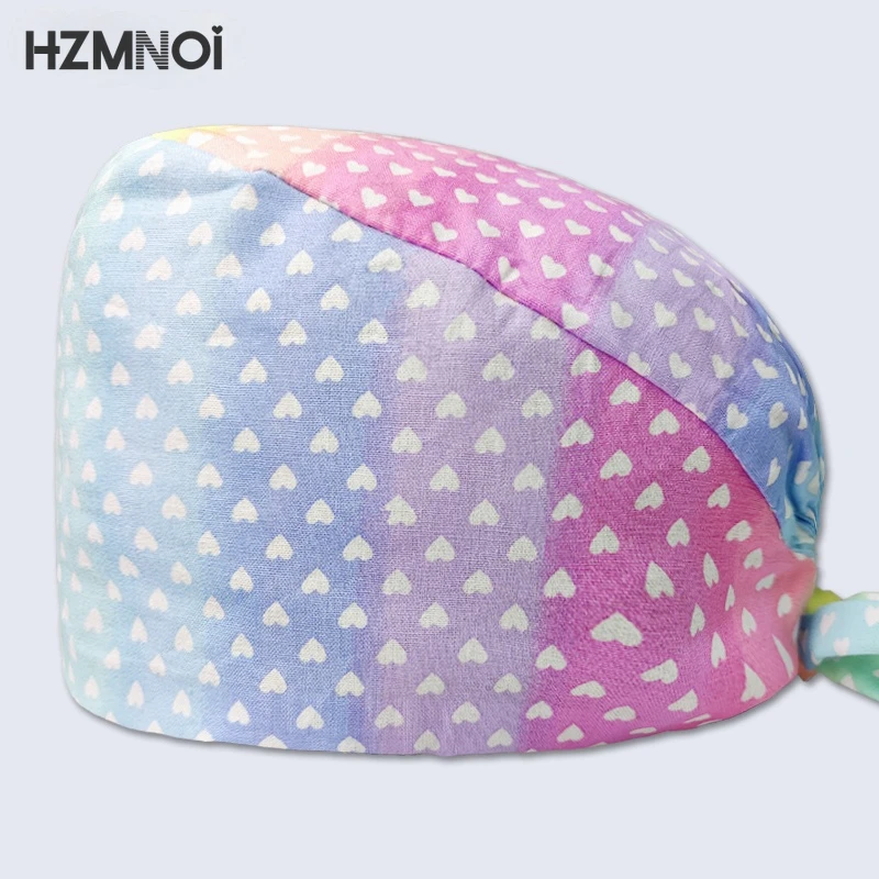 Gorros con estampado de dibujos animados para mujer, gorro de trabajo para dentista, salón de belleza, enfermera, accesorios quirúrgicos