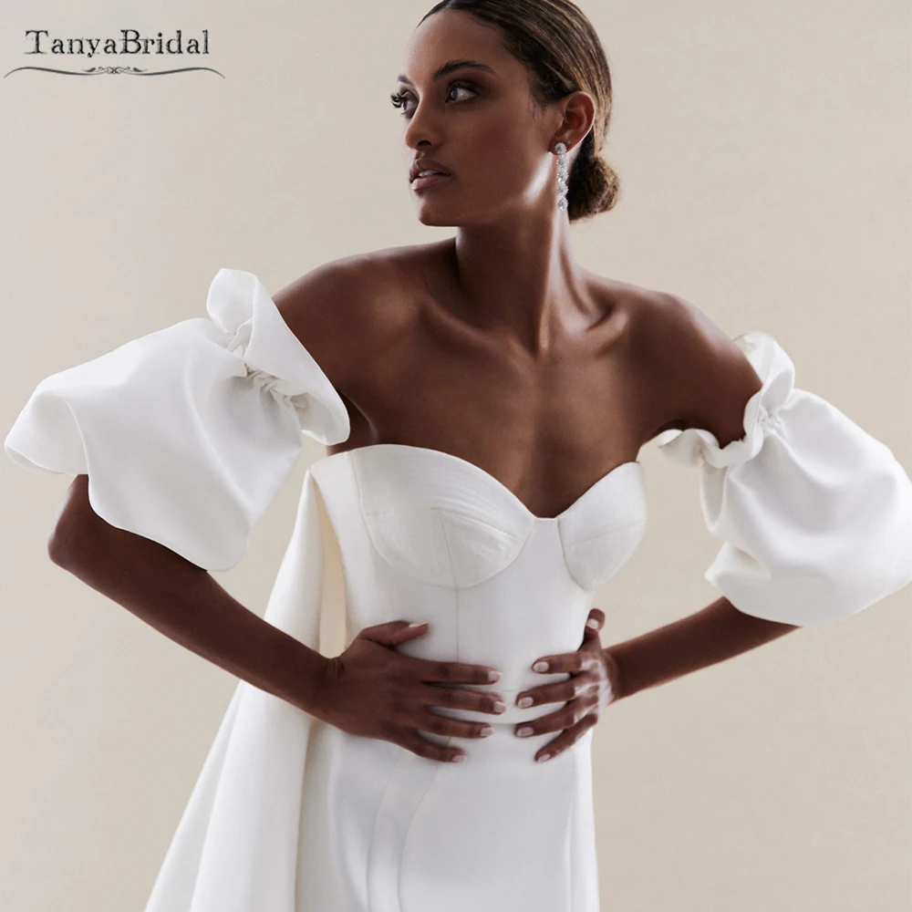 

Romantic Detachable Satin Puff Sleeves Set Cloud Fashion Bridal Short Sleeve Removable Arm Accessories DG025