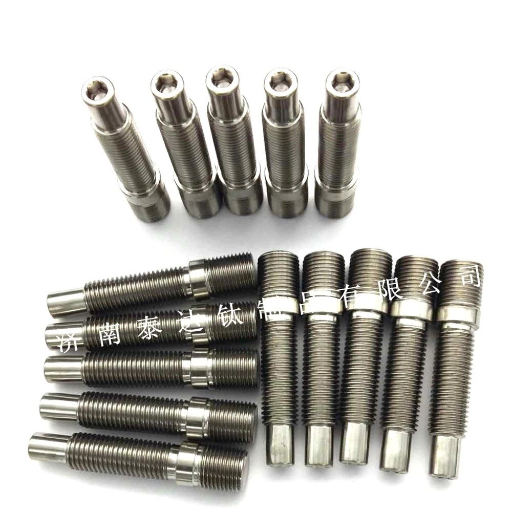 Jntitanti High Performance Silver Color Double Thread Gr.5 Titanium Lug Studs M14*1.5-M12*1.5*78mm