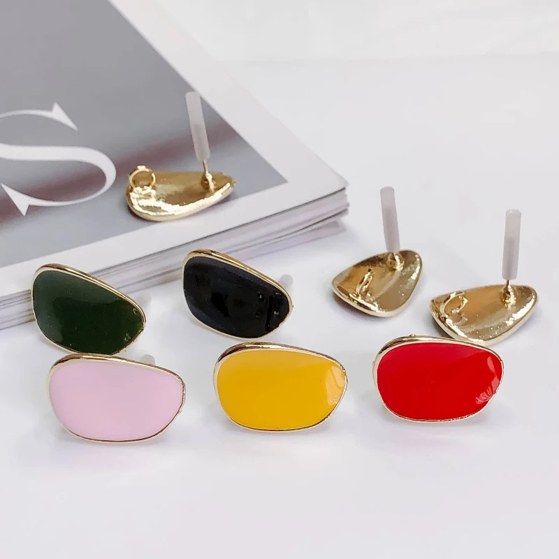 

Enamel Alloy Hole Stud Earring Finding Components Eardrop Simple Style DIY Jewelry Accessories Handmade Materials 6pcs