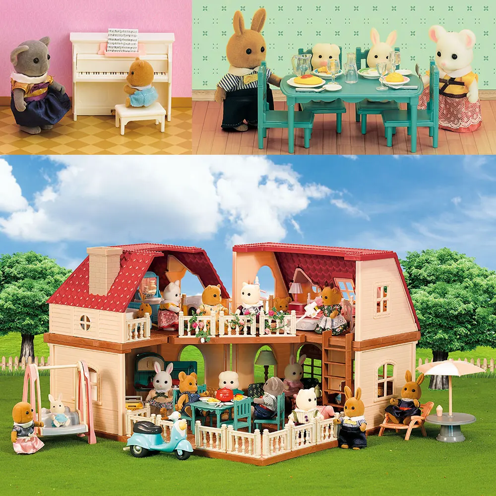 Simulation Kitchen Forest Family Small House Double Three- Story Villa Reindeer  Animal Model Girl Dollhouse Furniture Toy Gifts images - 6