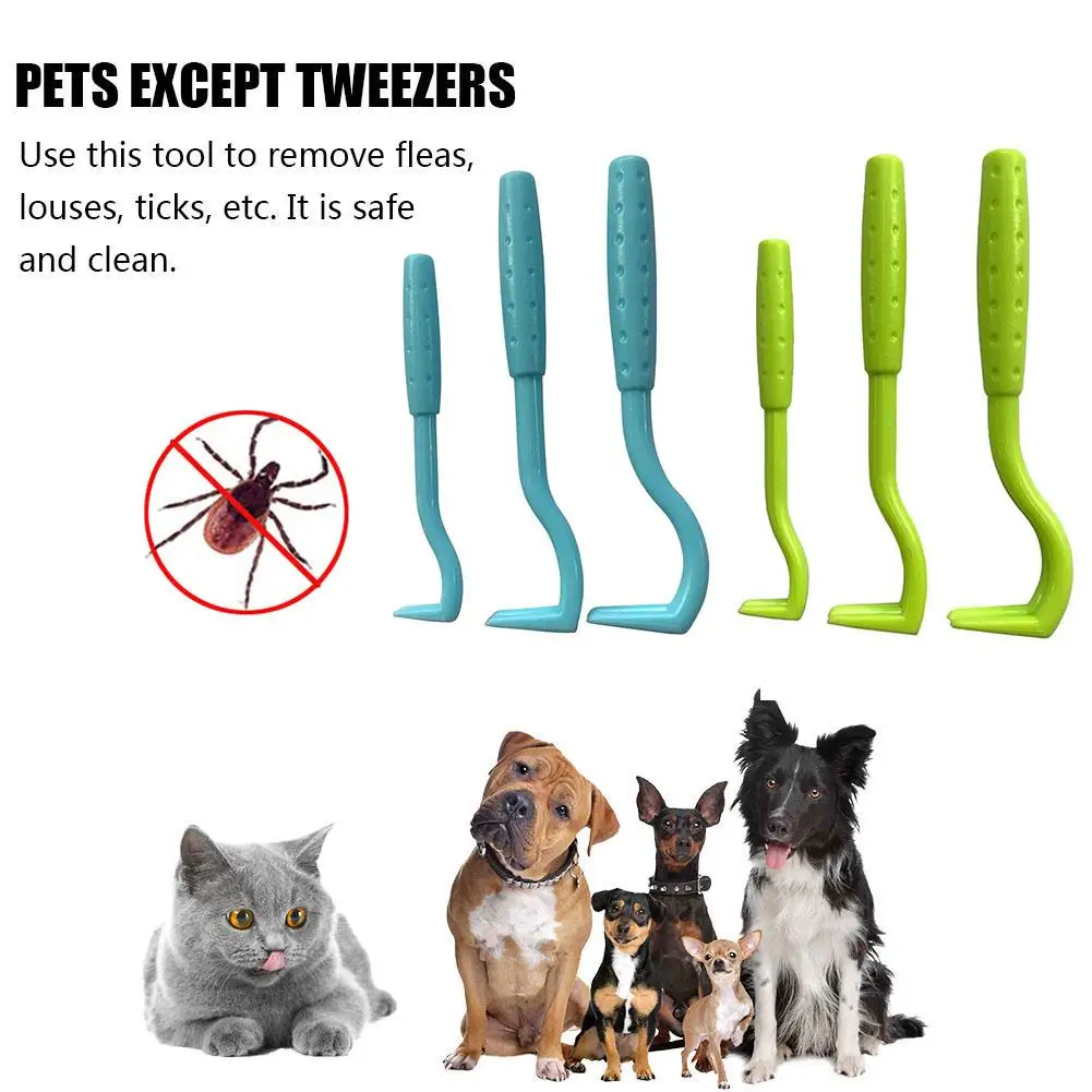 NEW 3PCS Pet Flea Remover Tool Plastic Scratching Hook Remover Pet Cat Dog Grooming Supplies Tick Removal Tool Tweezers Comb