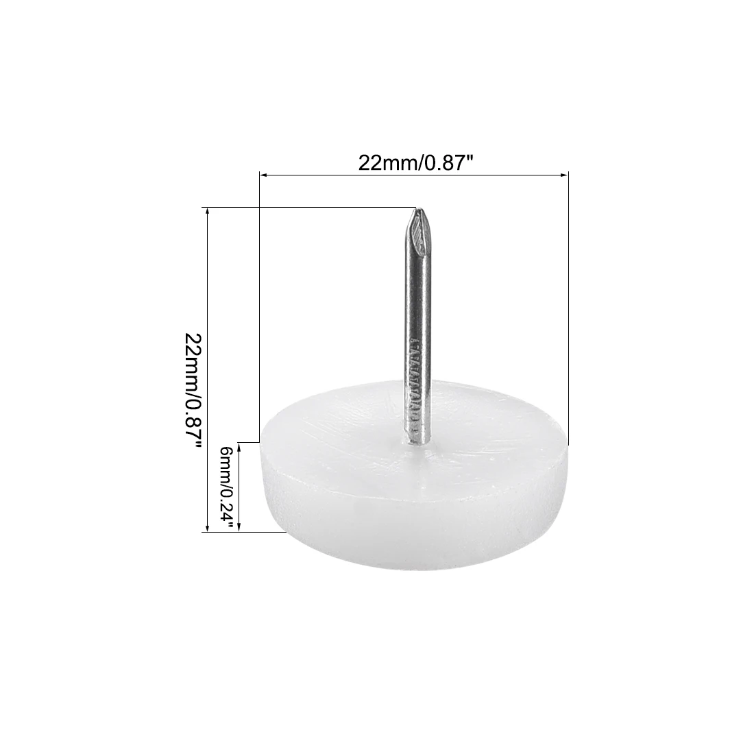 Uxcell 20/40/60/80 stücke Möbel Füße Nagel Kunststoff Glide Nägel Stuhl Tisch Bein Protector Pads 16/20/22mm durchmesser Weiß