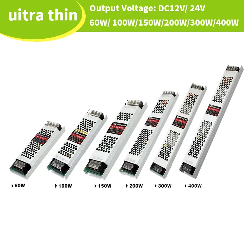

Ультратонкий светодиодный источник питания постоянного тока 12 В 24 В Трансформатор освещения 60 Вт 100 Вт 150 Вт 200 Вт 300 Вт 400 Вт Адаптер питания светодиодного драйвера для светодиодной ленты