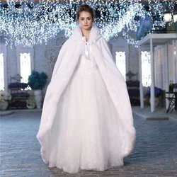 Wedding cloak Elegant Warm Christmas Cape Cloak Winter Women Jacket Bridal Floor Length Costume Cloaks Long Party Wedding Coat