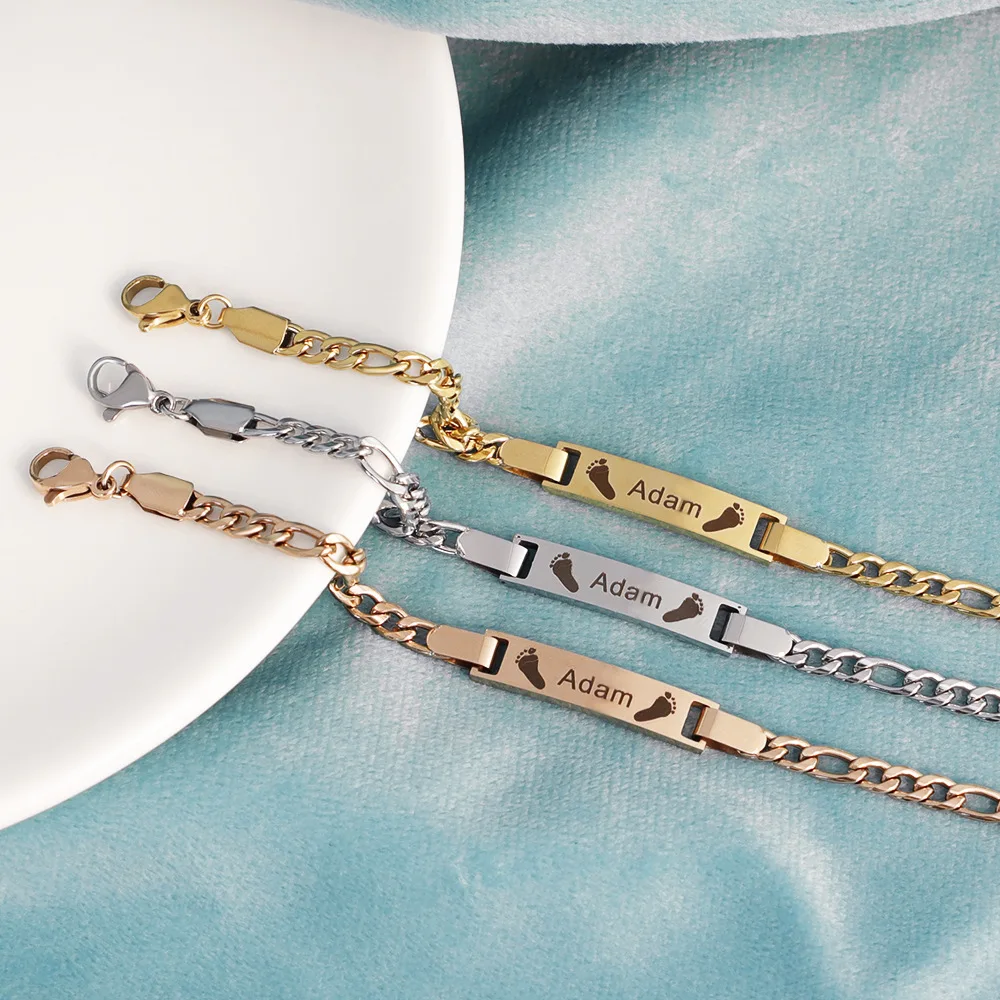 Stainless Steel Custom Baby Bracelet Name  Adjustable Baby Toddler Child ID Bracelet-Personalized Girl Boy Birthday Gift Kid