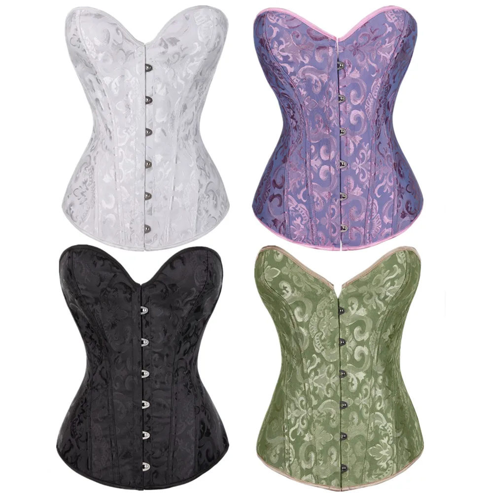 

Women's Gothic Jacquard Overbust Corset Waist Slimming Floral Bustiers Corsets Corselet Sexy Lingerie