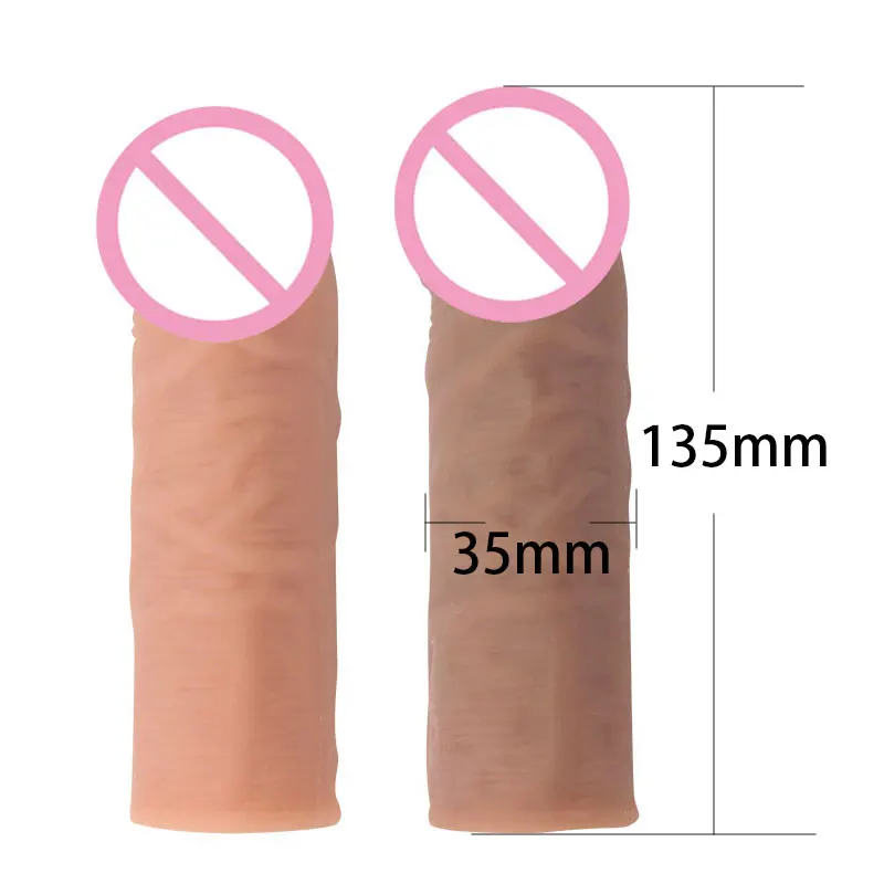 3 Kinds Realistic Male Penis Sleeve Extender Reusable Dildos Condom Delay Ejaculation Dick Enlargement Sex Toys For Man Sex Shop