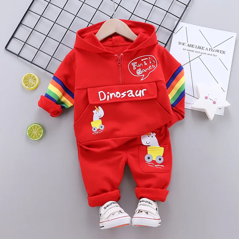 Felpa da bambino in cotone dinosauro felpa sportiva felpe con cappuccio Set di abbigliamento tuta per bambini tuta per bambini primavera autunno