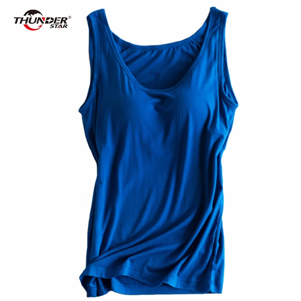 Camiseta sin mangas acolchada con sujetador incorporado para mujer, camisola de Fitness transpirable, sujetador de realce sólido, Blusas femeninas