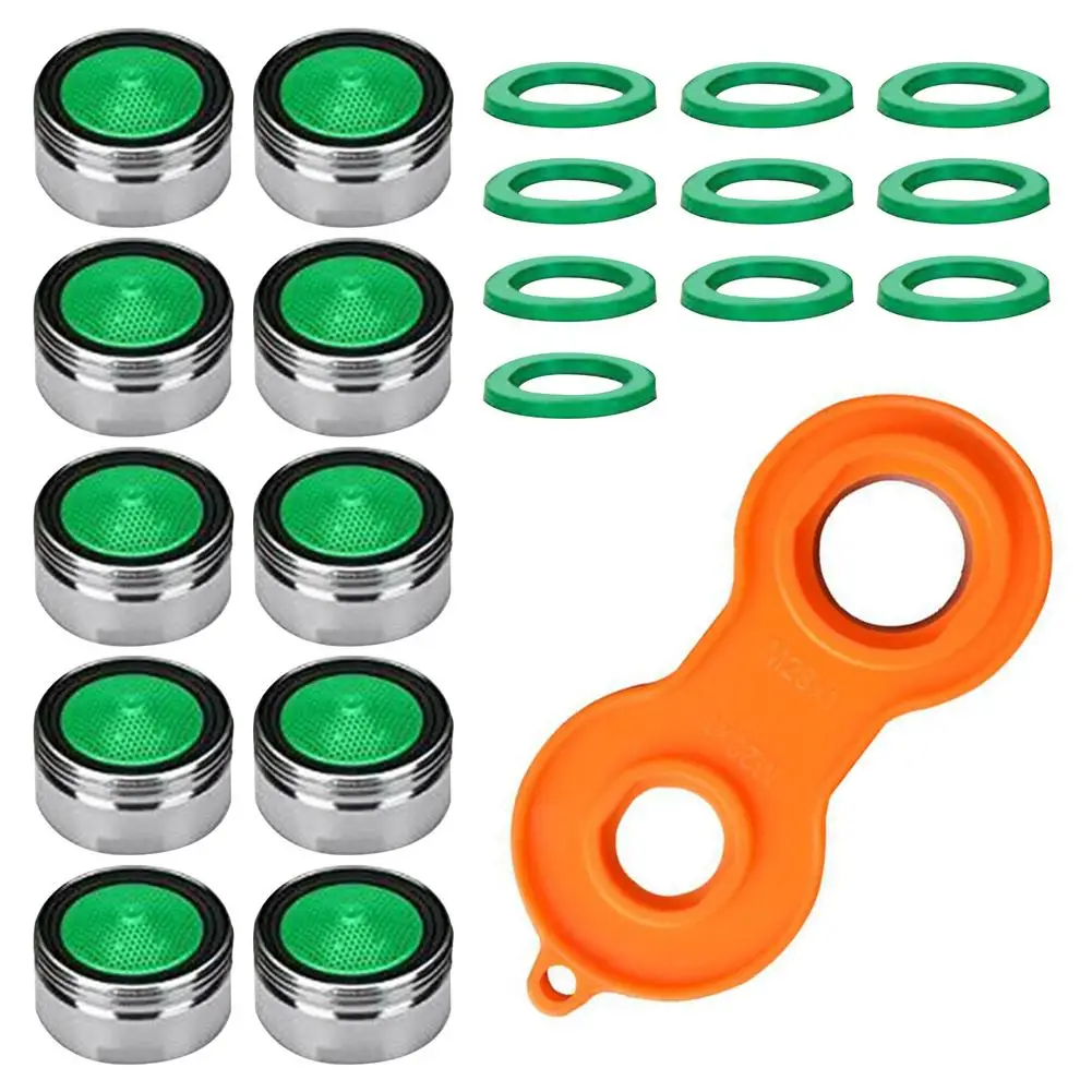 10 Pcs Faucet Tap Water Saving Aerator Copper With Faucet Aerator Wrench Jet Regulators Filter Spare Part For Kitchen Bath Tools