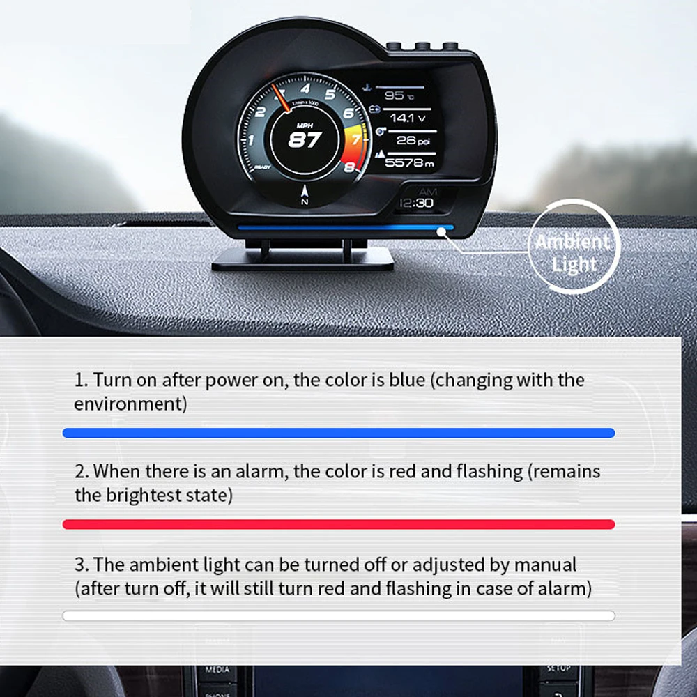 Vjoycar V60 Newest On-board Computer HUD OBD2 Head Up Display GPS Speedometer 9 interface display Turbo Coolant Temp OBD Scanner
