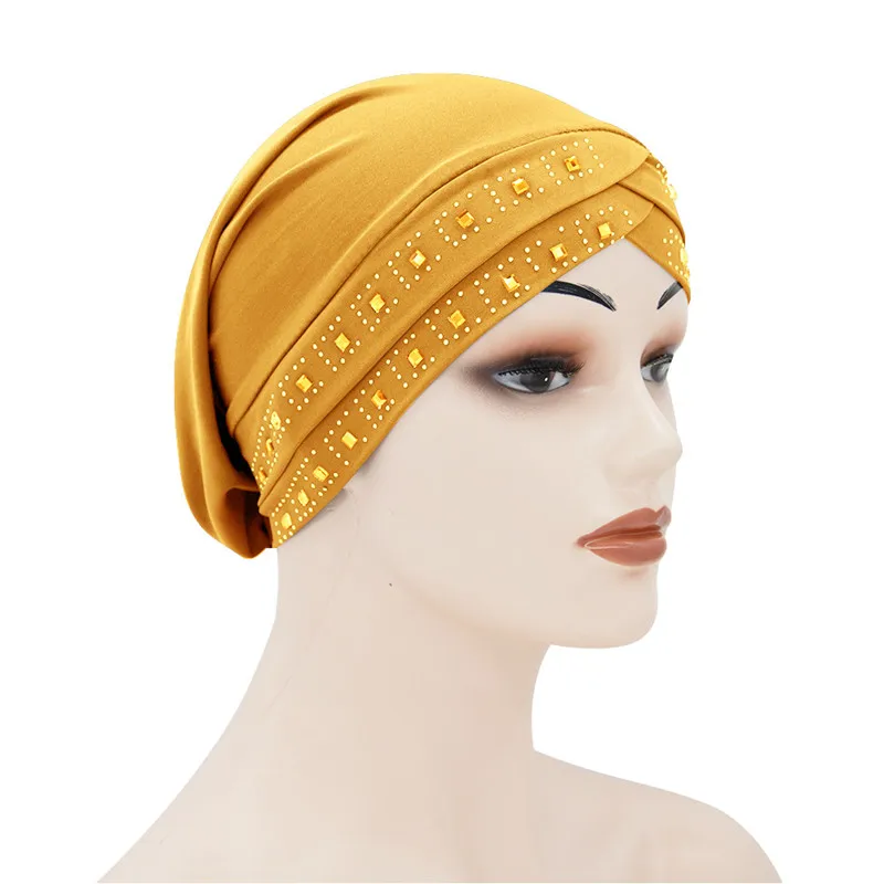 Gorros de Hijab musulmán para mujer, turbante islámico, bajo bufanda, gorro de Color sólido, estilo Pastoral étnico, Hijab musulmán, para envolver la cabeza