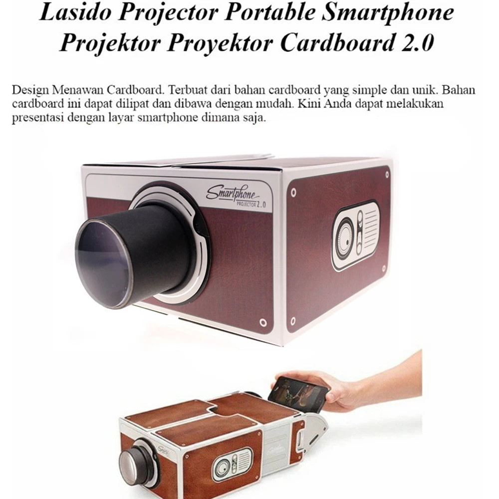 Portable Cardboard Smartphone Projector 2.0 DIY Mobile Phone Cinema Theater Drop Shipping Support