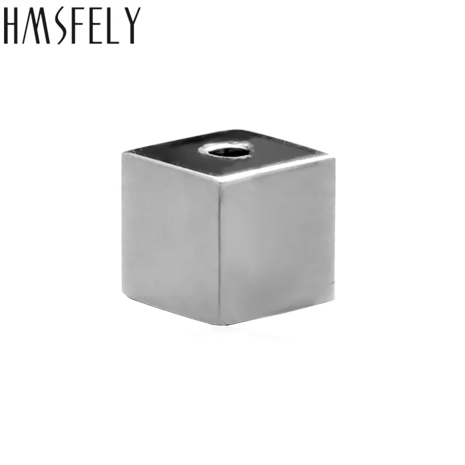 HMSFELY Lỗ 2Mm 316L Thép Không Gỉ Xi Mạ Cube Hạt Phụ Kiện Tự Làm Vòng Tay Làm Cho Những Phát Hiện 6Mm Nhỏ lỗ Đính Hạt