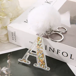 1PC Women Keychains  Glitter Handbag  Letter Keyring