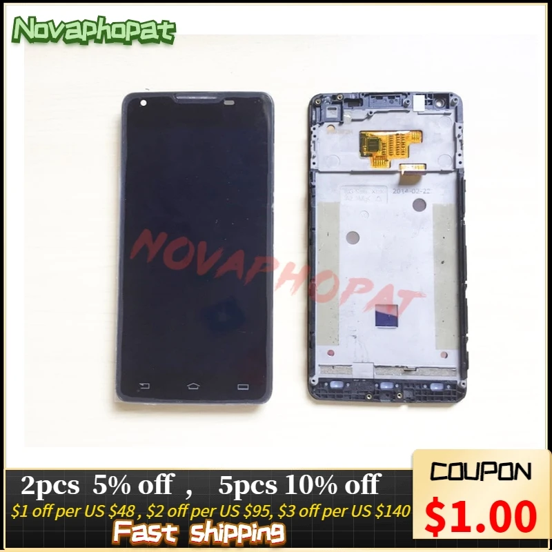 Novaphopat Reuse Black Digitizer For Philips W6610 W6618 Touch Screen Sensor with LCD display full Completely Assembly frame