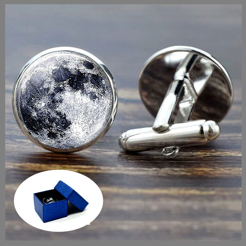 Moon Solar System Planet Cufflinks Best Man Cufflinks Men Wedding Cufflinks Universe Galaxy Nebula Suit Shirt Cuff Links