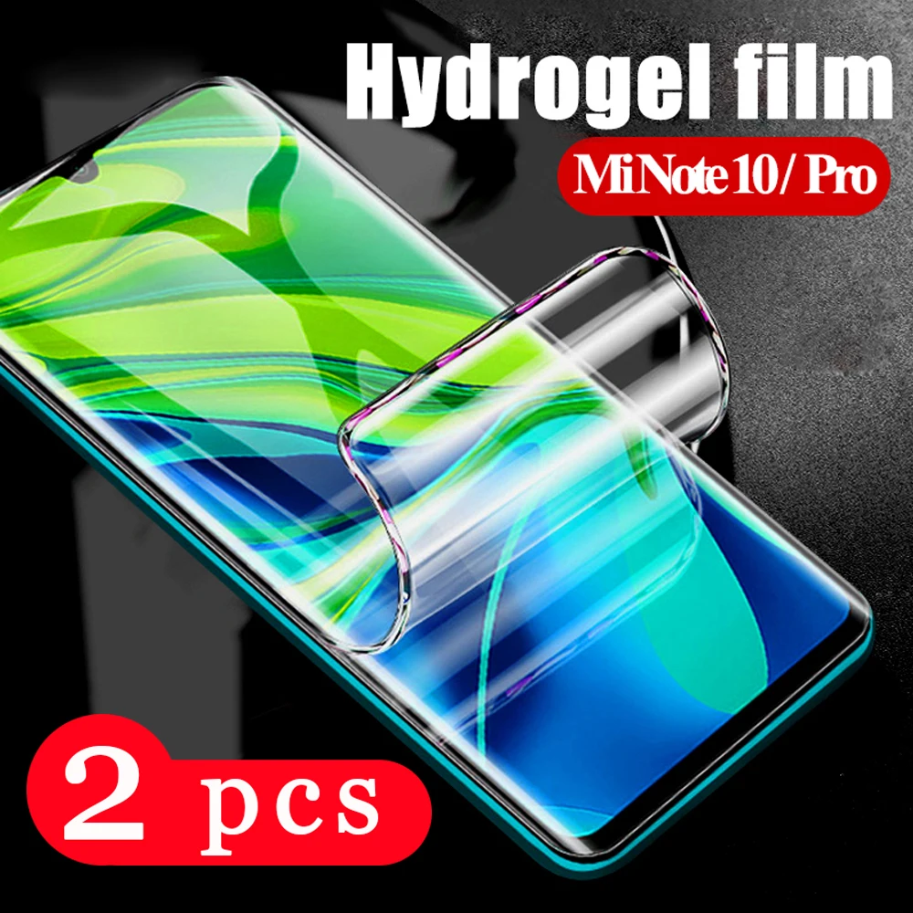 2Pcs cover for xiaomi mi note 10 pro hydrogel film mi 9 10 se lite 9t cc9 cc9e phone screen protector protective film Not glass