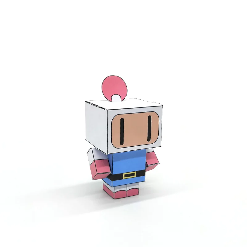 Mini Bomberman Origami fait à la main, sans colle, modèle en papier 3D, Papercraft, figurine d'anime, Cube, jouets artisanaux pour enfants et adultes, CS-019