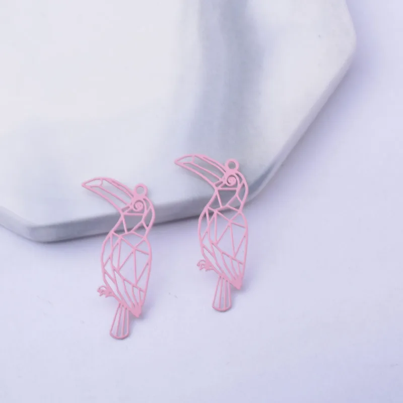 50 Stück AC12434 25*20mm Messing Tieranhänger Papageien-Charms in Silber- und Goldfarbe Kleine Anhänger für DIY-Schmuck und Ohrring-Zubehör – Detail 11
