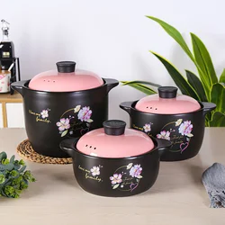 Ceramic Casserole Japanese Pink Yellow 1.6-6L Round Multiple Size Cooking Soup Pot Household Kitchen Supplies Saucepan Cookware