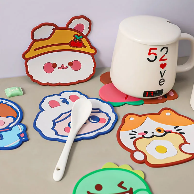 Cartoon Non-slip Silicone Coaster Cup Holder Mat Coffee Tea Hot Drink Cup Mat Coasters Insulated Pad Placemat For Kitchen