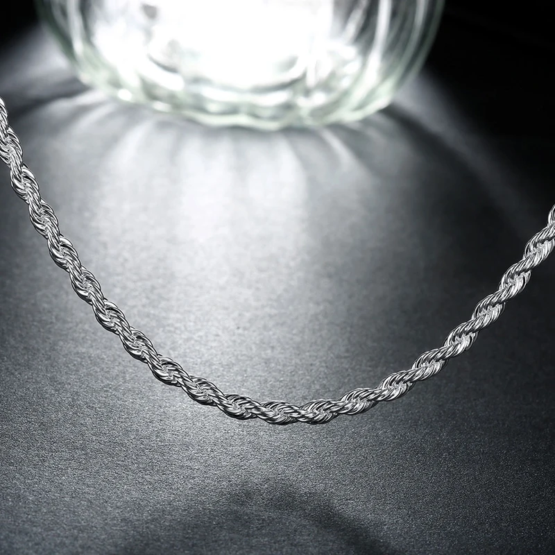 Aravant 925 Silver 4MM Twist Snake Chain Necklace For Women Fashion Jewelry