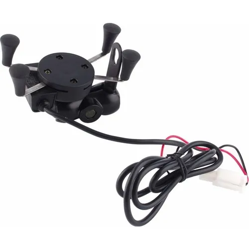 Prc Usb Charger With Universal Motorcycle Phone Holder, Clip, Metal Bracket Mirror Link 2085