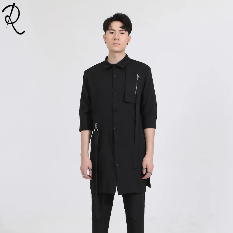 

Summer 2020 original British dark department three-dimensional cut ribbon stitching long short-sleeved shirt trend